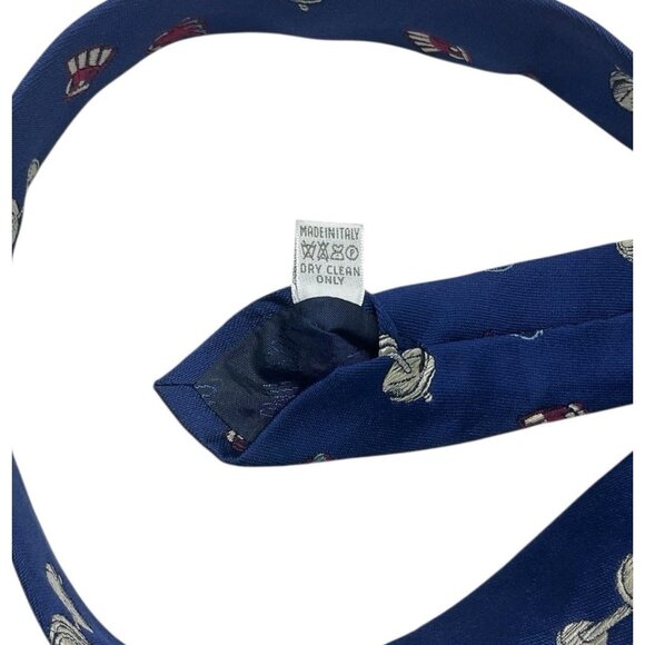 MOSCHINO Men's 100% Silk Necktie LUXURY Tie Blue Bodybuilding W:3.6" EUC - Picture 3 of 5